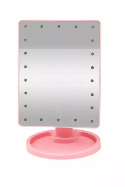 LED Light Desktop Makeup Mirror Pink