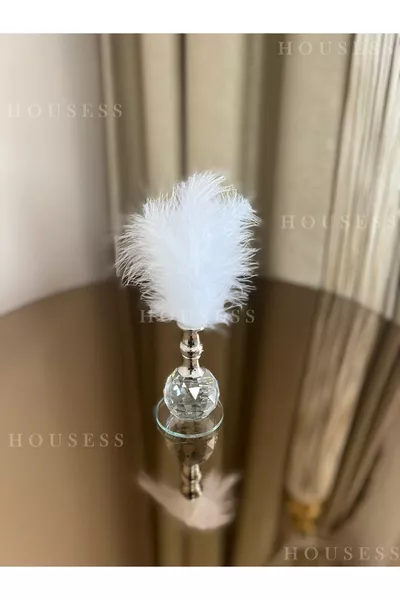 1 White Furry Silver Crystal Ball Plush Decorative Figurine