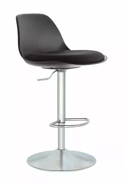 Nadya Bar Chair - Black Leather - Metal Leg Bar Stool - 