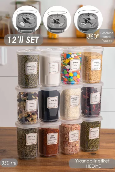 Set di Spezie con Coperchio a Chiusura a Chiave da  Pezzi - Contenitori per Spezie - Contenitore per Conservazione - ml