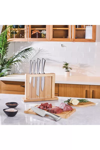 Matrix 7-Piece Kitchen Knife Set with Cutting Board Stainless Steel (Includes Cutting Board as a Gift)