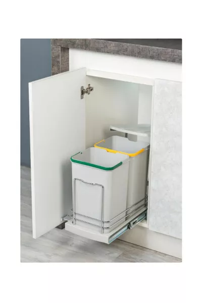 سلة نفايات بلاستيكية بجسم مزود بسكة تلسكوبية   لتر