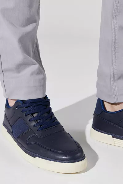 الرجال الأزرق الداكن الدانتيل متابعة مرنة عارضة وحيد عارضة أحذية رياضية