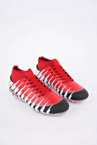 Unisex Socks Football Boots Black Red