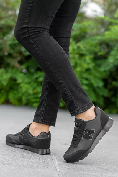 Hommes Noir À lacets Plat Confort Casual Semelle Casual Sneaker Baskets De Marche Flexibles