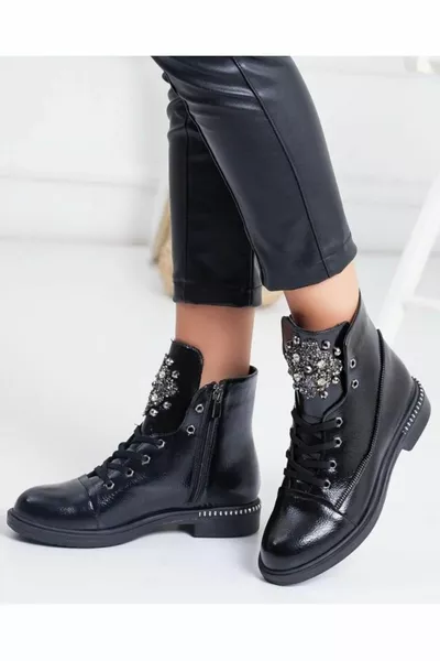 أسود مجعد براءات الاختراع والجلود حجر الأحذية