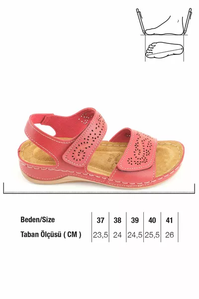 Sommer Frauen Einlegesohle Echtes Leder Bequeme Sohle Velcro Verstellbare Freizeitsandalen