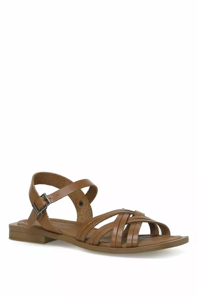 Cosetta.z 3fx Tan Damen Flache Sandalen