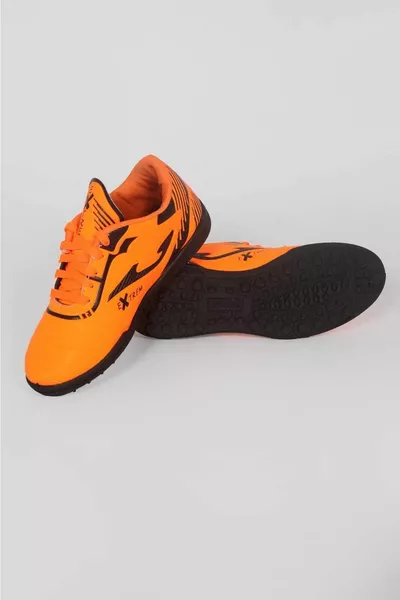 Young Boys Extreme Orange Black Sole Colorful Small Gear Astroturf Field Shoes