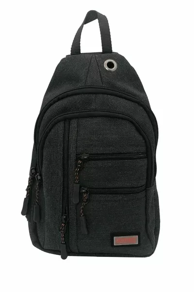 Sac à bandoulière et sac à dos pour hommes doublés de tissu en toile grise à plusieurs compartiments