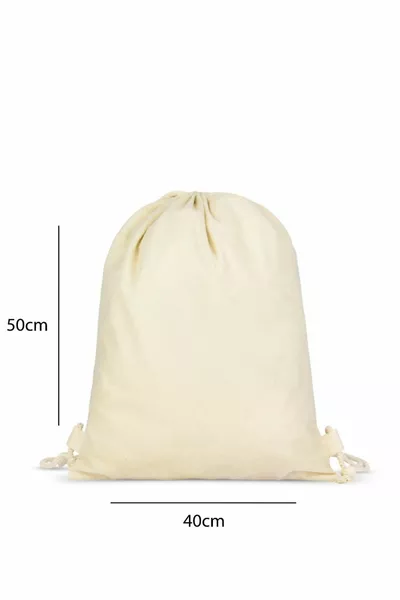 Sac à dos en tissu brut à cordon de serrage | cm (NON IMPRIMÉ)