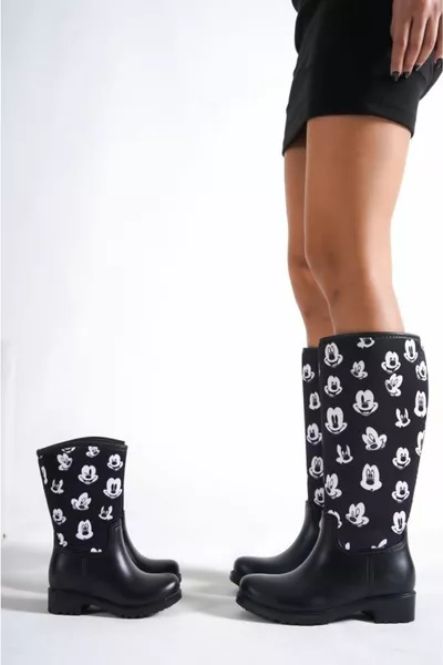 الأم ابنة مزيج ميكي ماوس البولكا نقطة المطبوعة أحذية المطر للماء