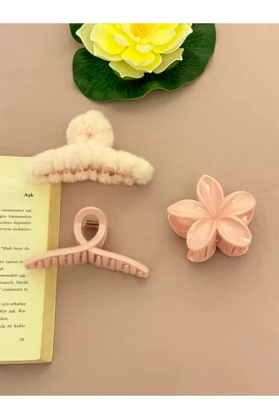 المرأة XL 3 قطعة كبيرة الحجم القطيفة ريشة القوس لوتس ربط المشبك مجموعة