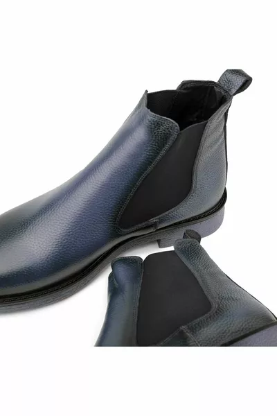 ادنبره جلد طبيعي مضاد للانزلاق وحيد تشيلسي أحذية عارضة أزرق كحلي