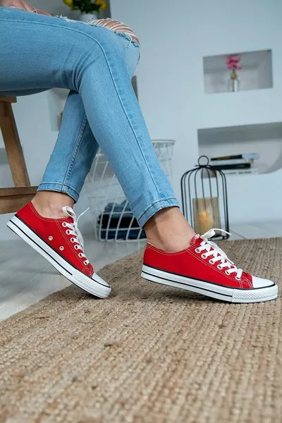 المرأة الأحمر الكتان الدانتيل متابعة عارضة مريحة مرنة العظام شقة وحيد القماش أحذية رياضية