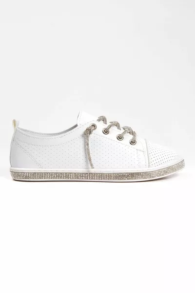 Stilvolle Sneakers aus weißem Stein mit Schnürung für Damen