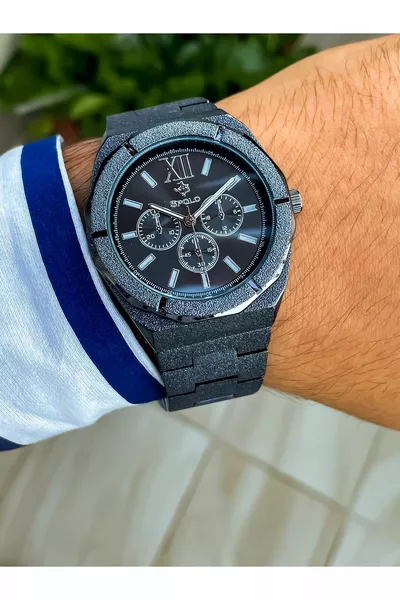 الموسم الجديد أسود اللون الصلب حزام الرجال ساعة اليد سوار هدية هدية عيد الأب