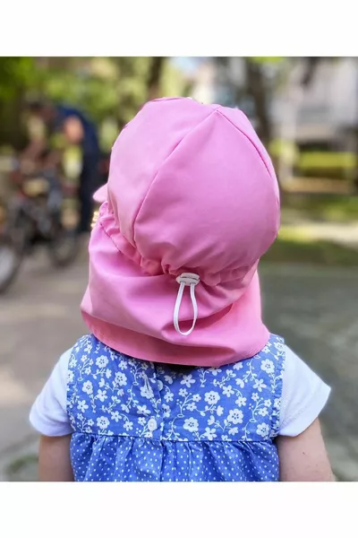 Pink Flap Legionnaire, Neck Protection, Neck Tie, Elasticated Adjustment Buckle Children's Baby Sun Hat