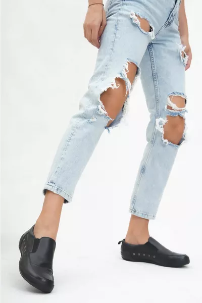 Cuir véritable Noir Femmes Cuir Casual Chaussures 