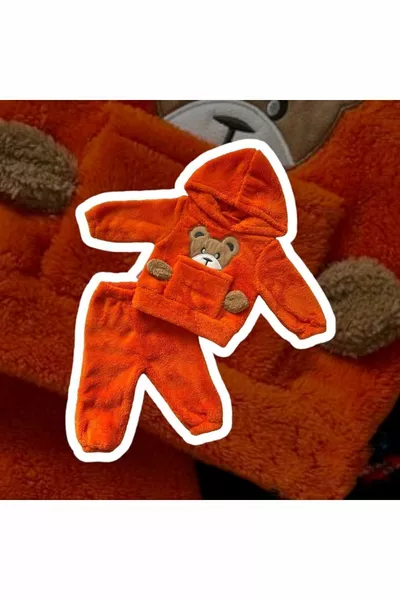 الشتاء تيدي بير منقوشة Welsoft الفاخرة الطفل مجموعة أفخم جيب هوديي