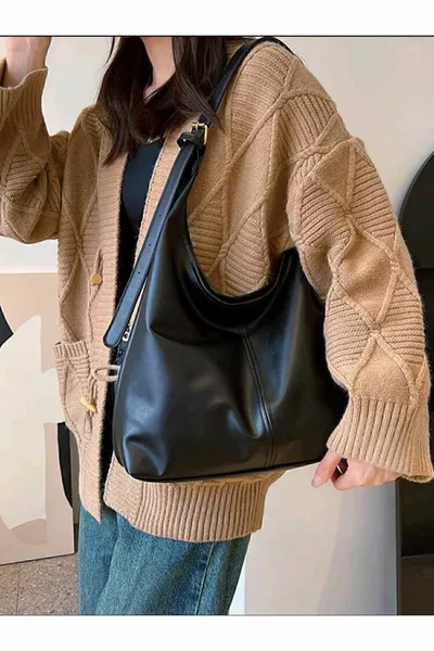 Sac à bandoulière noir pour femmes Fabrication de qualité et sac à main en similicuir doux avec texture intérieure et extérieure douce
