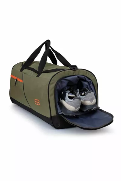 Borsa da viaggio e fitness sportiva kaki unisex di grandi dimensioni con thermos con occhi da scarpa