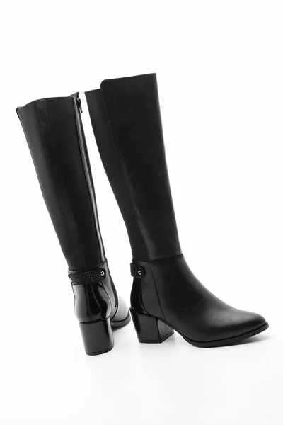 Femmes Bottes à talons Longueur genou Stretch Élastique Casual Classique Bottes Aret noir