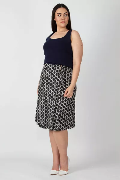 Women's Black Closed Wrapover Waist Adjustment Buckle Skirt 