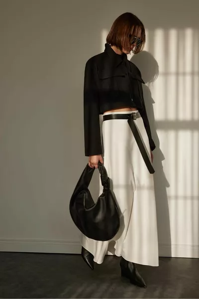 Ecru Расклешенная юбка ручной работы