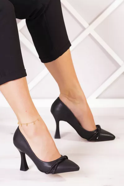 Elisha Zwarte Vegan Birmese Stone Avondjurk Schoenen 9 cm.