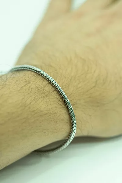 K Bracciale in argento a coda di volpe da uomo X-2 Oxide Bracciale su misura Moda magica