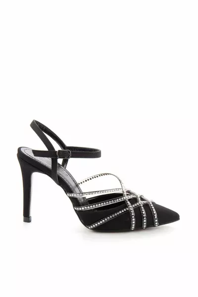 Mattschwarze Satin-Abendschuhe für Damen 