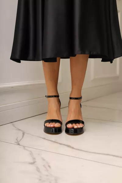 Black Patent Leather Custom Heels Single Band  Cm Heels Women's Shoes