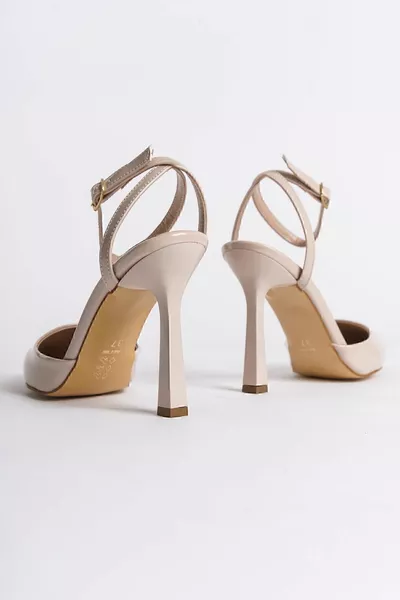 Beige Strap Heels für Damen