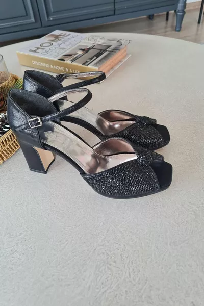   Damen Dicke Absätze Stein Abendschuhe mit Absätzen