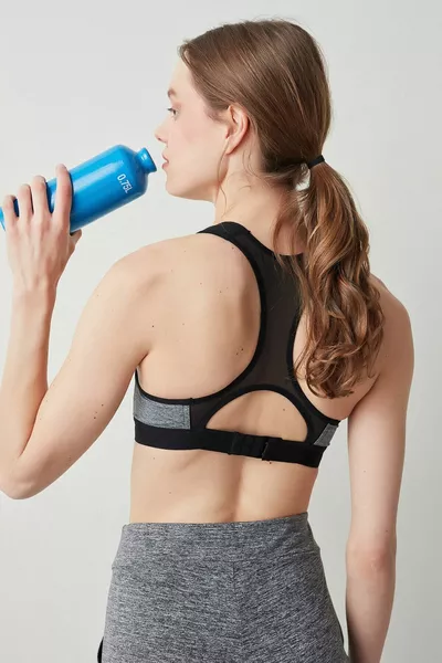 Grey Back Detailed Sports Bra