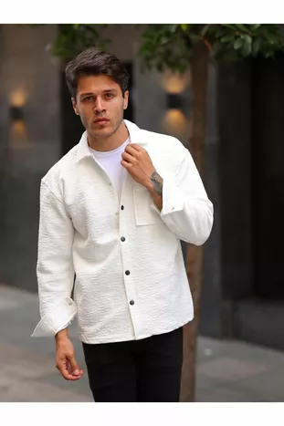 الرجال مبطن جيب واحد رفرف قميص الشتاء كبيرة الحجم