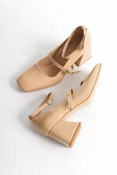 كوليا عشرة براءات الاختراع والجلود ماري جين أحذية حزام الكعب السميك