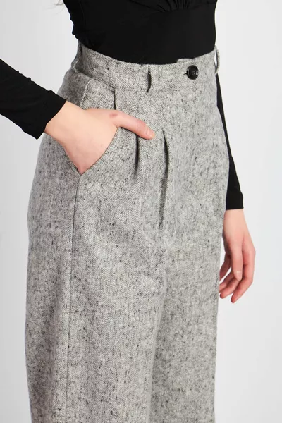 Pantaloni Palazzo Plissettato Grigio Cachet