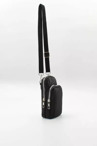 Женская сумка для телефона с двумя отделениями, черная