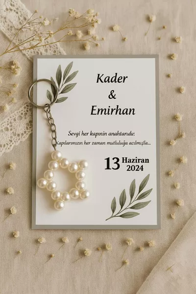  Lange Perlenstern-Schlüsselanhänger mit Kette - Personalisierbarer Text - Henna-Geschenk - Hochzeitsgeschenk