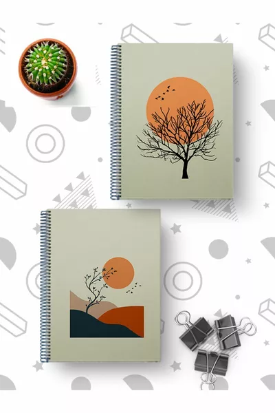 Комплект от 4 спирални училищни тетрадки,  листа, комплект от 4 - формат , редове,  x  см, абстрактен дизайн