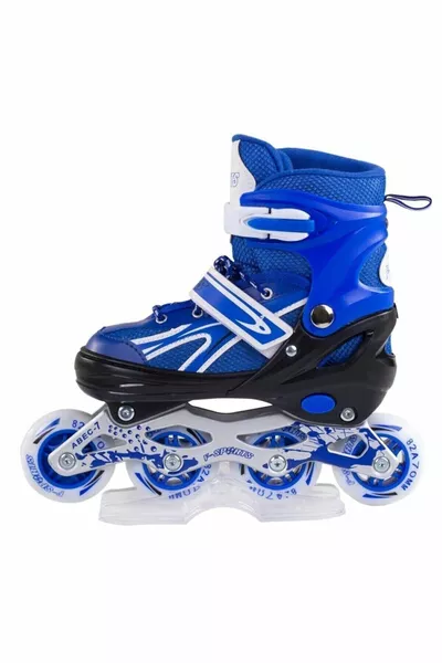 F-sports Pattini da Allenamento in Metallo Illuminati Blu Regolabili 2+2