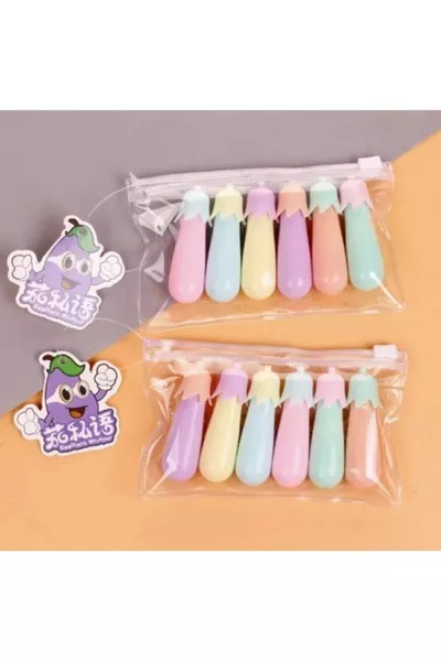 Мини-флуоресцентные карандаши, 6 штук в пакете, баклажан