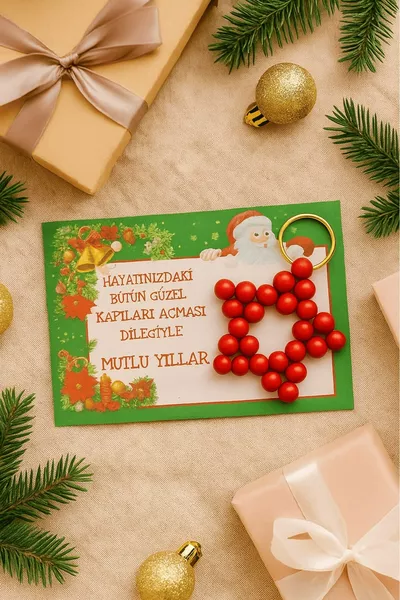 Гранатово-красный брелок,  штук - Подарок на Новый год - Рождественский подарок - Каждый в индивидуальной пленке, карточка  см