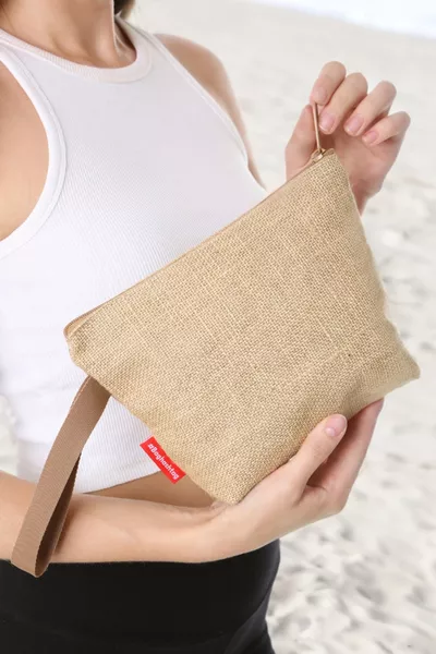 Glinsterende Geplooide Jute Strandtas