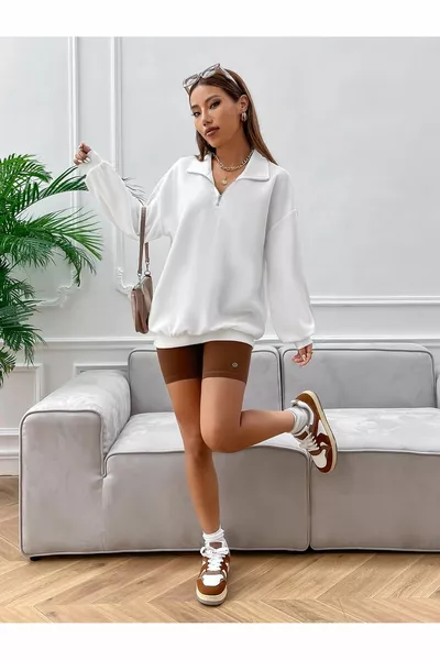 Half Zipper Stand Up Collar Sweatshirt Fleece Winter Suit