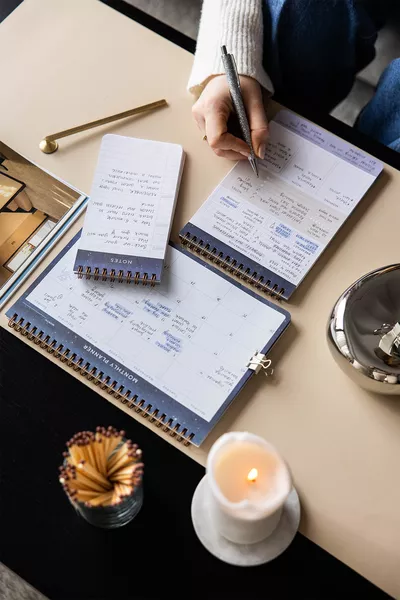 Седмичен и дневен тройно настолен безсрочен планер комплект - Галакси