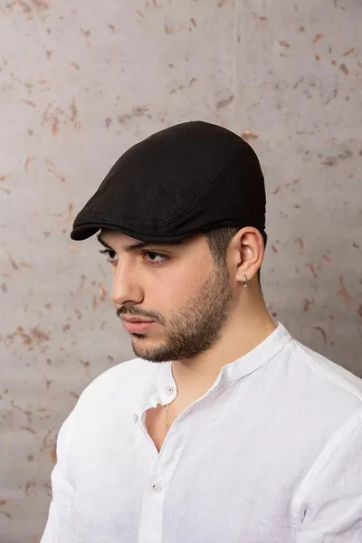 Canvas Linen Men's Cap Summer Back Elastic