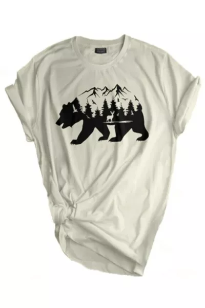 تيشيرت بأكمام قصيرة مطبوع للجنسين، مناسب للنزهات، مقاس عادي